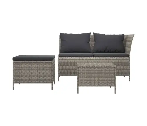 3-Daļīgs Dārza Atpūtas Mēbeļu Komplekts, Pelēka Pe Rotangpalma Vidaxl