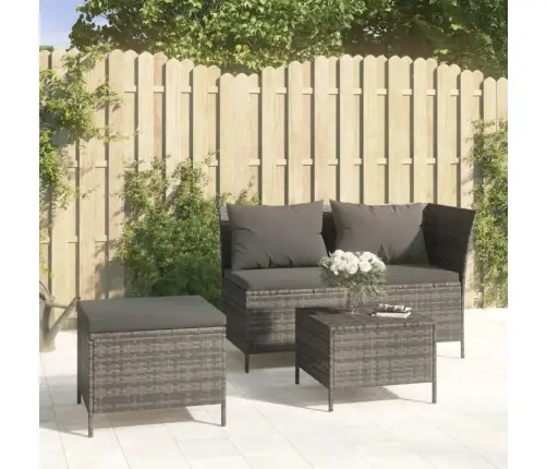 3-Daļīgs Dārza Atpūtas Mēbeļu Komplekts, Pelēka Pe Rotangpalma Vidaxl