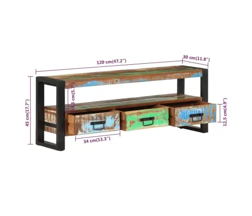 Tv Skapītis, 120X30X45 Cm, Pārstrādāts Masīvkoks Vidaxl