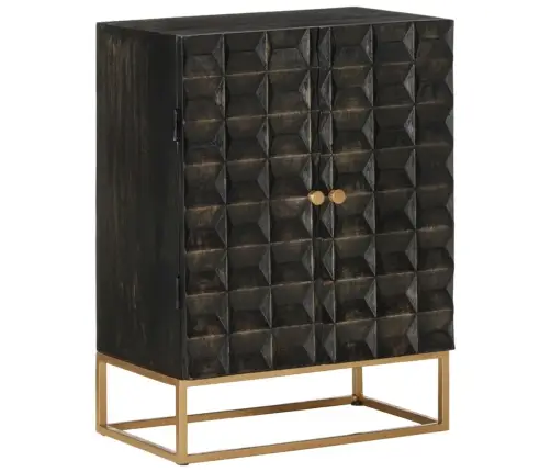 Bufete, Melna, 55X34X75 Cm, Mango Masīvkoks Un Dzelzs Vidaxl