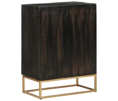 Bufete, Melna, 55X34X75 Cm, Mango Masīvkoks Un Dzelzs Vidaxl