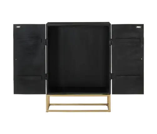 Bufete, Melna, 55X34X75 Cm, Mango Masīvkoks Un Dzelzs Vidaxl