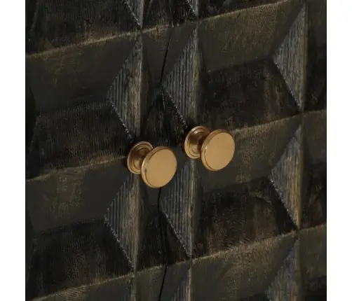 Bufete, Melna, 55X34X75 Cm, Mango Masīvkoks Un Dzelzs Vidaxl