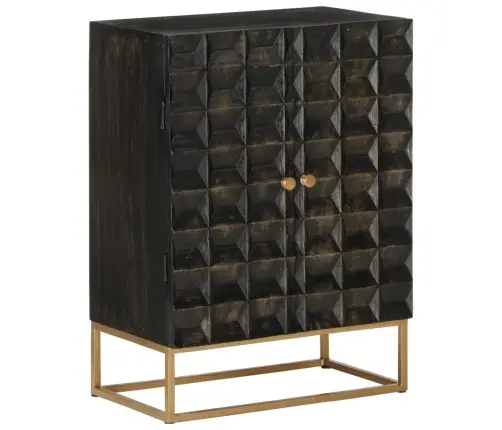 Bufete, Melna, 55X34X75 Cm, Mango Masīvkoks Un Dzelzs Vidaxl