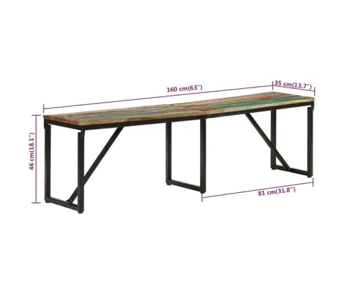 Pink, 160X35X46 cm Taastatud Puit