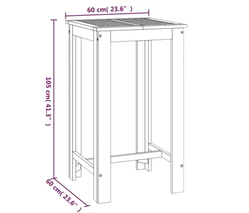 Aia Baarilaud 60X60X105 cm Akaatsiapuit