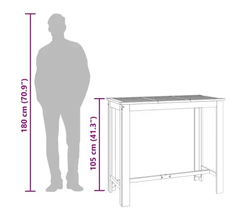 Dārza Bāra Galds, 120X60X105 Cm, Akācijas Masīvkoks Vidaxl