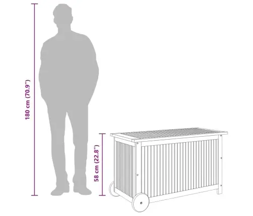 Dārza Uzglabāšanas Kaste Ar Riteņiem, 90X50X58Cm, Akācijas Koks Vidaxl