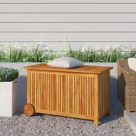 Dārza Uzglabāšanas Kaste Ar Riteņiem, 90X50X58Cm, Akācijas Koks Vidaxl