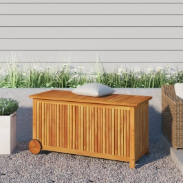 Dārza Mantu Kaste Ar Riteņiem, 113X50X58Cm, Akācijas Koks Vidaxl