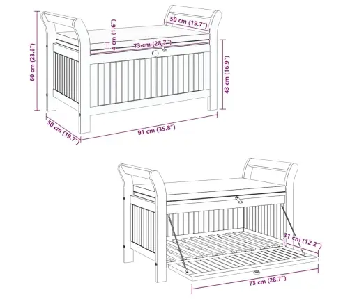 Aia Hoiupink Istmepadjaga, 91 cm Akaatsiapuit