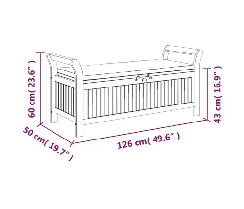 Sodo Suoliukas-Daiktadėžė Su Pagalvėle, 126cm Akacijos Masyvas