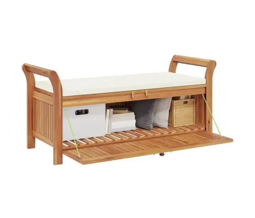 Sodo Suoliukas-Daiktadėžė Su Pagalvėle, 126cm Akacijos Masyvas