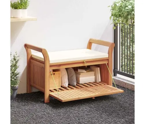 Sodo Suoliukas-Daiktadėžė Su Pagalvėle, 126cm Akacijos Masyvas