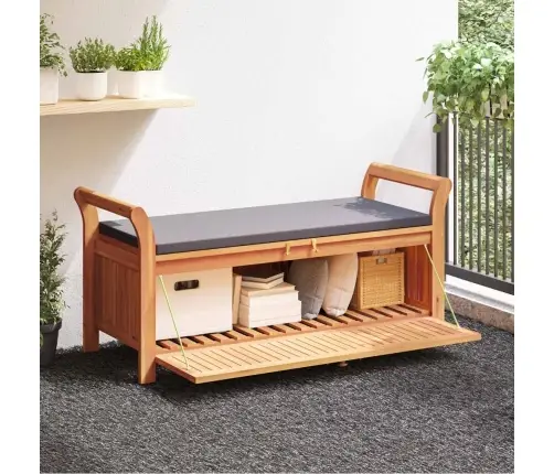 Sodo Suoliukas-Daiktadėžė Su Pagalvėle, 126cm Akacijos Masyvas