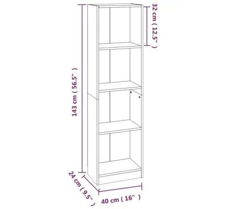 4-Līmeņu Grāmatplaukts, Ozola, 40X24X143 Cm, Inženierijas Koks Vidaxl