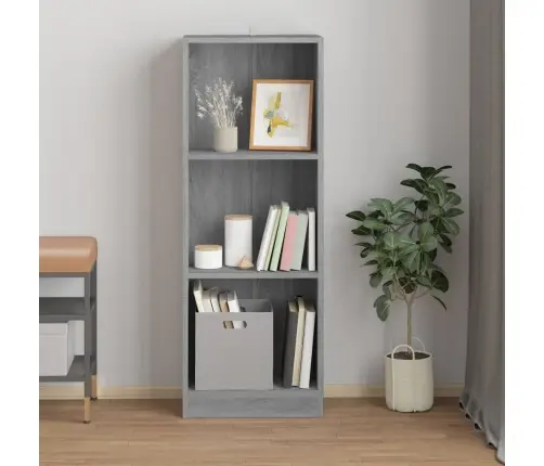 3-Līmeņu Grāmatplaukts, Pelēks, 40X24X109 Cm, Inženierijas Koks Vidaxl