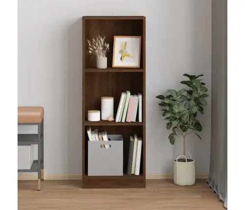 3 Riiuliga Raamaturiiul, Pruun Tamm, 40X24X109 cm Tehispuit