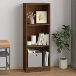 3 Riiuliga Raamaturiiul, Pruun Tamm, 40X24X109 cm Tehispuit