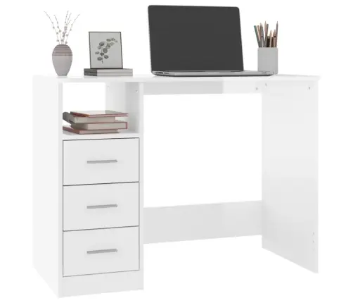 Rakstāmgalds Ar Atvilktnēm, Spīdīgi Balts, 102X50X76 Cm Vidaxl Rakstāmgalds Ar Atvilktnēm, Spīdīgi Balts, 102X50X76 Cm Vidaxl