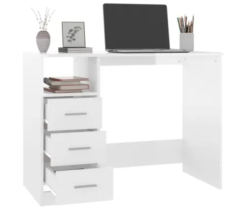 Rakstāmgalds Ar Atvilktnēm, Spīdīgi Balts, 102X50X76 Cm Vidaxl Rakstāmgalds Ar Atvilktnēm, Spīdīgi Balts, 102X50X76 Cm Vidaxl