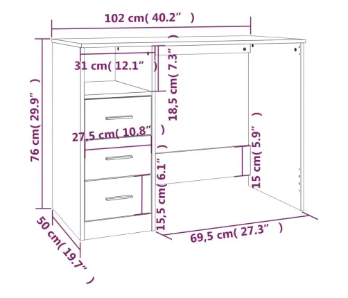 Rakstāmgalds Ar Atvilktnēm, Spīdīgi Balts, 102X50X76 Cm Vidaxl Rakstāmgalds Ar Atvilktnēm, Spīdīgi Balts, 102X50X76 Cm Vidaxl
