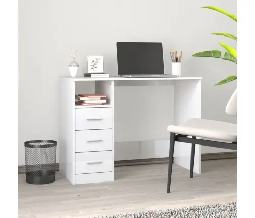 Rakstāmgalds Ar Atvilktnēm, Spīdīgi Balts, 102X50X76 Cm Vidaxl Rakstāmgalds Ar Atvilktnēm, Spīdīgi Balts, 102X50X76 Cm Vidaxl