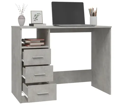 Rakstāmgalds Ar Atvilktnēm, Betonpelēks, 102X50X76 Cm, Koks Vidaxl