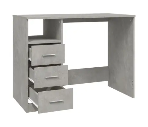Rakstāmgalds Ar Atvilktnēm, Betonpelēks, 102X50X76 Cm, Koks Vidaxl