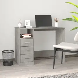 Rakstāmgalds Ar Atvilktnēm, Betonpelēks, 102X50X76 Cm, Koks Vidaxl