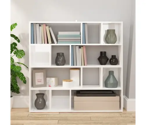 Grāmatu Plaukts, Aizslietnis, Spīdīgi Balts, 105X24X102 Cm Vidaxl