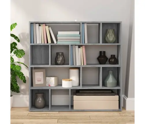 Grāmatu Plaukts, Pelēka Ozolkoka Krāsa, 105X24X102 Cm Vidaxl