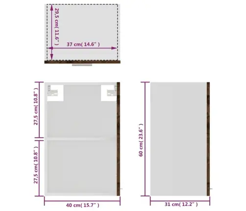 Stiklinė Spintelė,  “Lyon",  Dūminio Ąžuolo,  40X31X60cm  Mediena