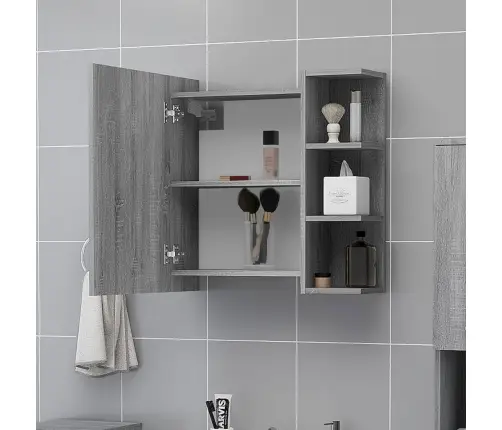 Veidrodinė Vonios Spintelė, Pilka, 62,5X20,5X64cm Mediena