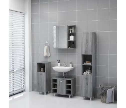 Veidrodinė Vonios Spintelė, Pilka, 62,5X20,5X64cm Mediena