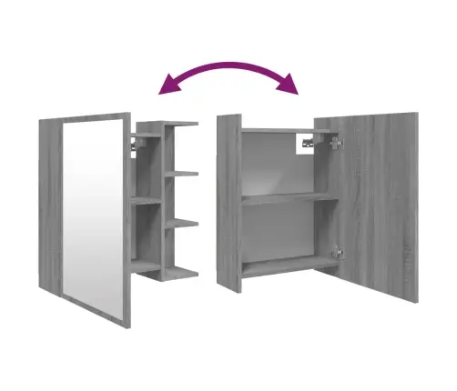 Veidrodinė Vonios Spintelė, Pilka, 62,5X20,5X64cm Mediena