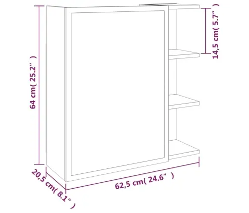 Veidrodinė Vonios Spintelė, Pilka, 62,5X20,5X64cm Mediena