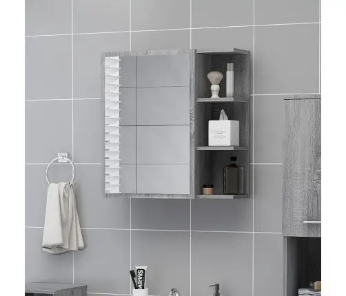 Veidrodinė Vonios Spintelė, Pilka, 62,5X20,5X64cm Mediena