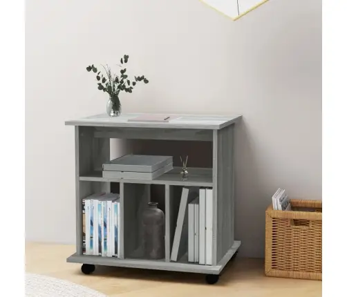 Plaukts Uz Riteņiem, Pelēcīgs, 60X45X60 Cm, Inženierijas Koks Vidaxl