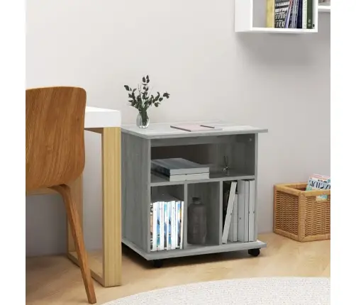 Plaukts Uz Riteņiem, Pelēcīgs, 60X45X60 Cm, Inženierijas Koks Vidaxl