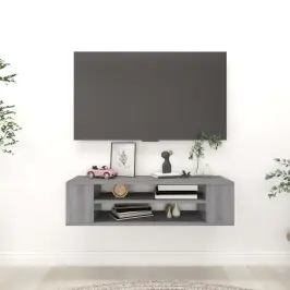 Pakabinama Tv Spintelė, Pilka Ąžuolo, 100X30X26,5cm Mediena