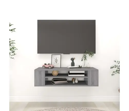 Piekarams Tv Skapītis, Pelēks, 100X30X26,5Cm, Inženierijas Koks Vidaxl