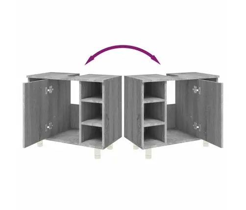 Vannasistabas Skapītis, Pelēks, 60X32X53,5Cm, Inženierijas Koks Vidaxl