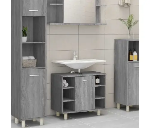 Vannasistabas Skapītis, Pelēks, 60X32X53,5Cm, Inženierijas Koks Vidaxl