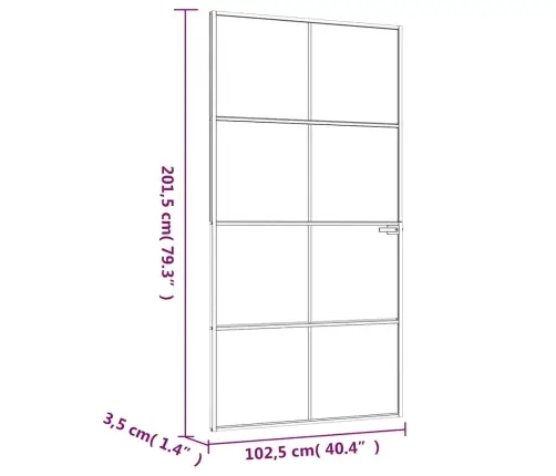 Iekšdurvis, 102X201,5 Cm, Melnas, Rūdīts Stikls Un Alumīnijs Vidaxl