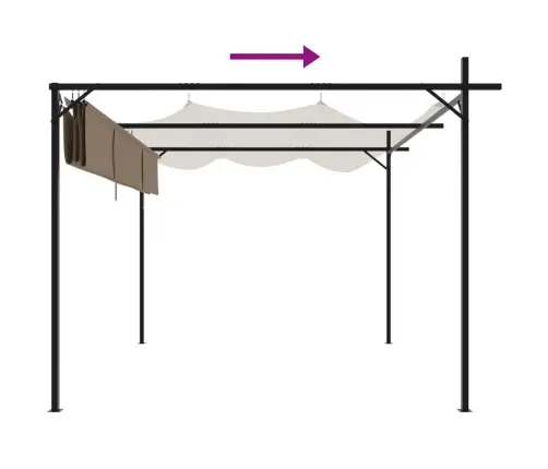 Sissetõmmatava Katusega Lehtla, Pruunikashall, 295X292X230 Cm