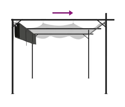 Sissetõmmatava Katusega Lehtla, Antratsiithall, 295X292X230 Cm
