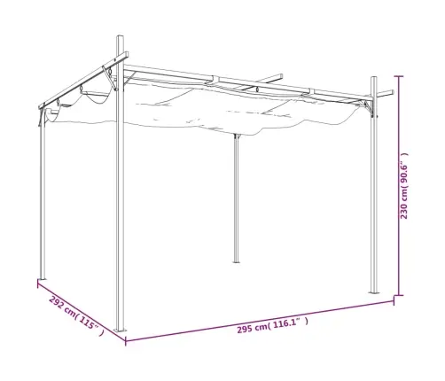 Sissetõmmatava Katusega Lehtla, Antratsiithall, 295X292X230 Cm