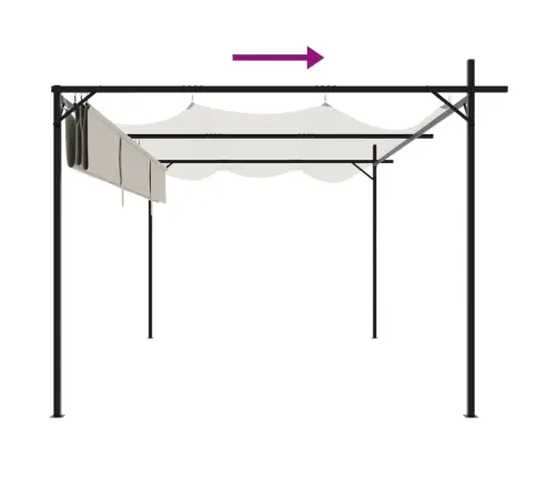 Pergolė Su Ištraukiamu Stogu, Kreminės Spalvos, 395X292X230Cm