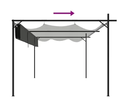 Sissetõmmatava Katusega Lehtla, Antratsiithall, 395X292X230 Cm